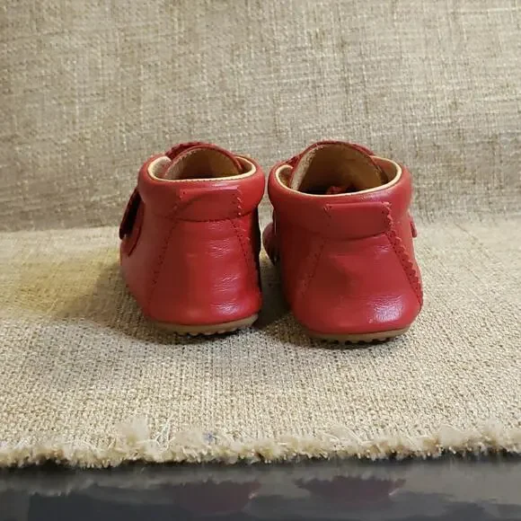 Pom Pom Beginners 6 Scallops Red Baby Leather Size 23 Danish Design Soft Durable - Picture 4 of 9